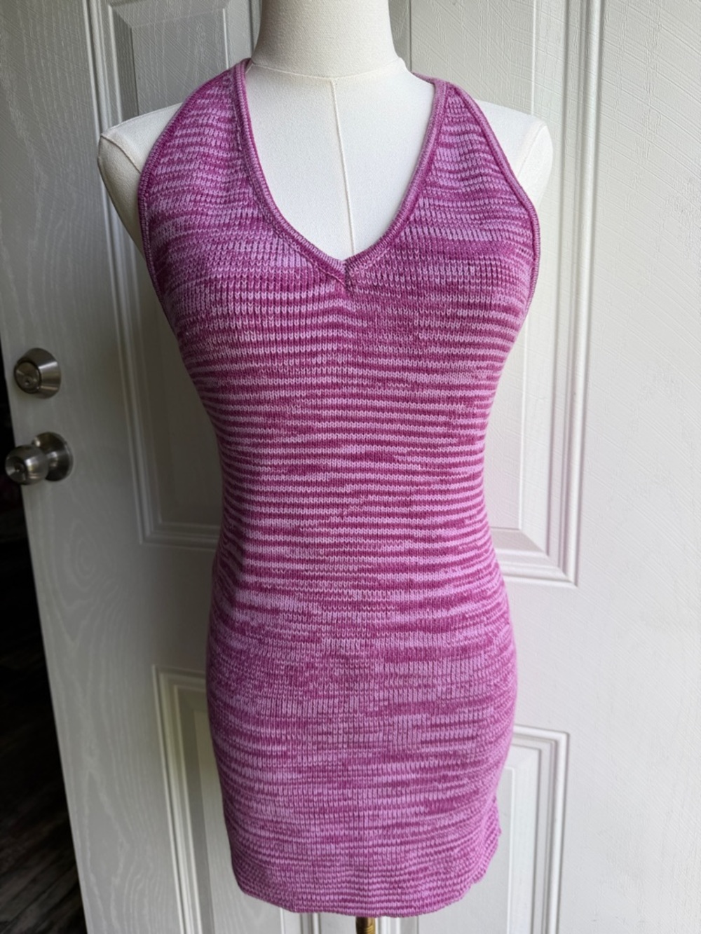 Y2K Princess Polly Knit Festival Boho Body Con Halter Top Dress Size M/L